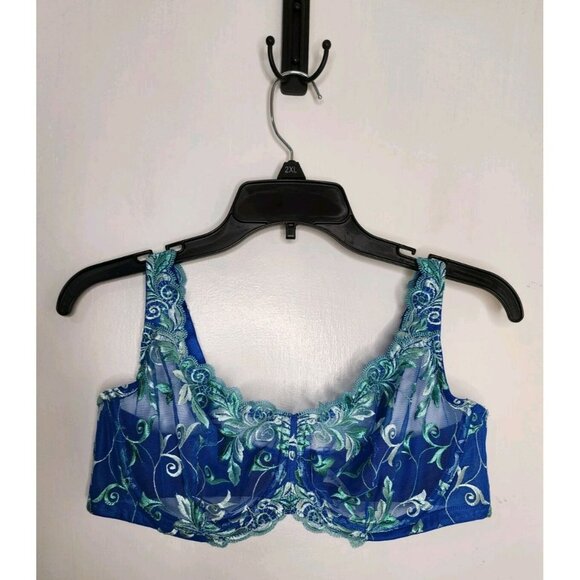 Soma 40C Bra Blue Sensuous Lace Unlined Sheer Cup Underwire Embroidered - Picture 1 of 4